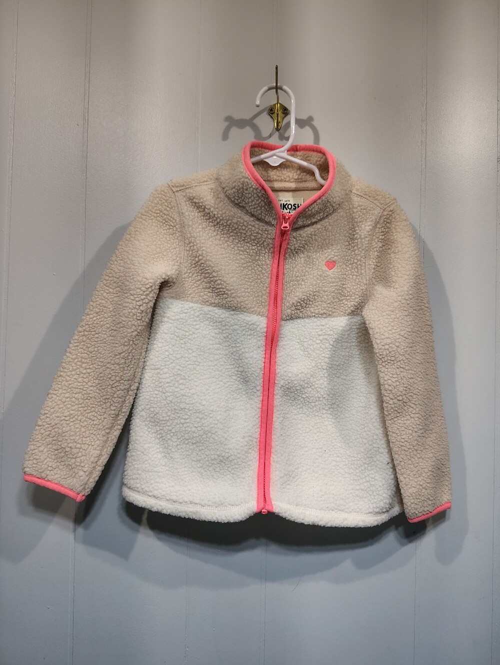 OshKosh B'gosh Girls 4T Full Zip Sherpa Fleece Jacket Cream White